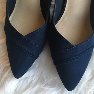 Blue Suede Braided Heel